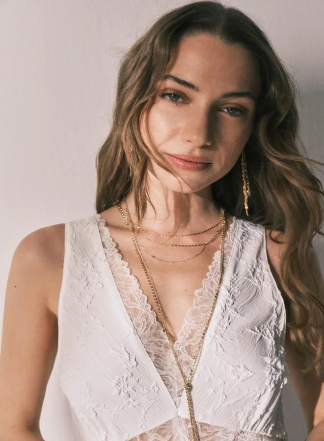 women'secret  Long satin jacquard nightdress in White for Women | Best Price UAE